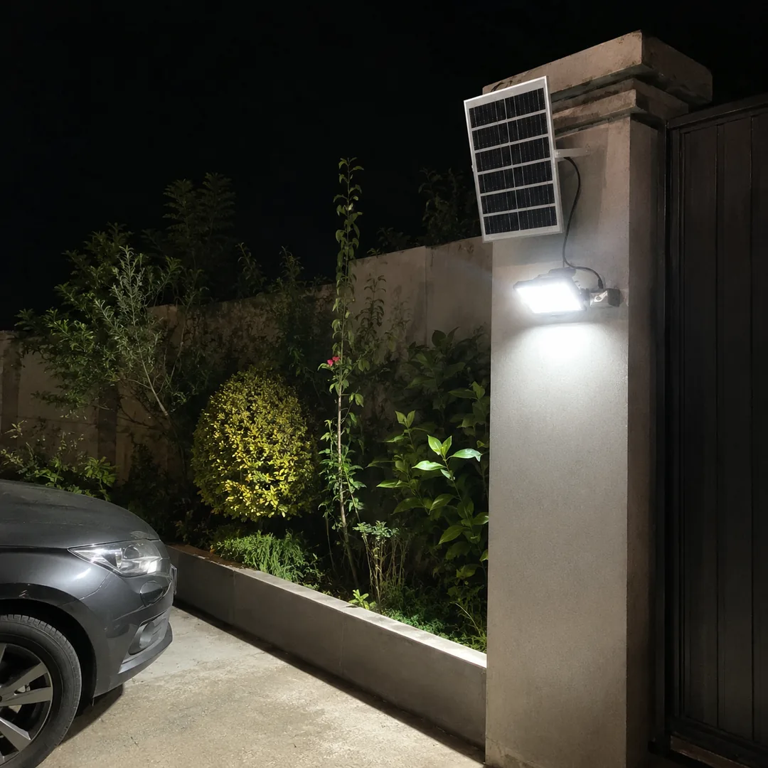 HX-200 σε κολώνα αυλής με αυτοκίνητο το βράδυ